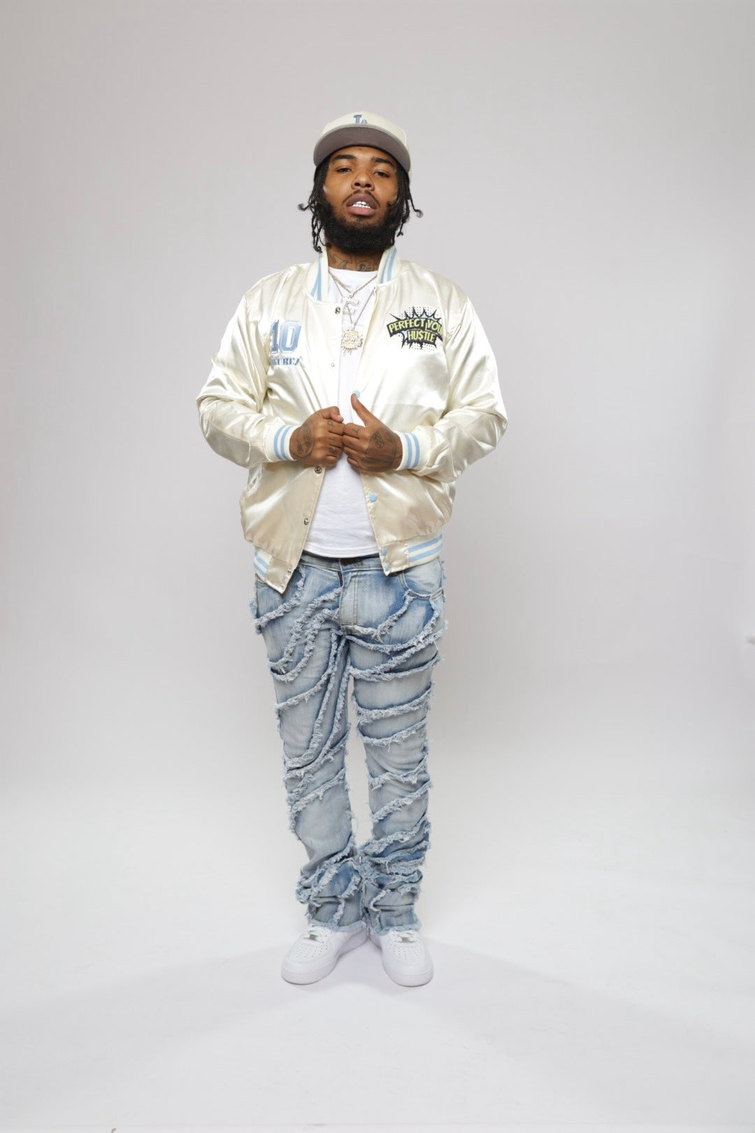 Perfect Your Hustle Satin Bomber Jacket